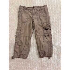 LOFT Cargo Capris Pants Womens Size 6 Cotton Y2K Utility Hike Drawstring Hem